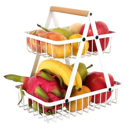 Holocky 2 Tiers Countertop Fruit Basket Vegetables Bowl