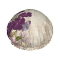 thumbnail image 1 of YFYANG Women's Double Waterproof Shower Cap, Purple Vintage Flowers Reusable Hair Cap for All Hair Styles and Head Sizes, 1 of 9