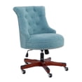 thumbnail image 1 of Linon Sinclair Chaise de Bureau Rembourrée Base en Bois avec Roues en Bleu Aqua, 1 of 5
