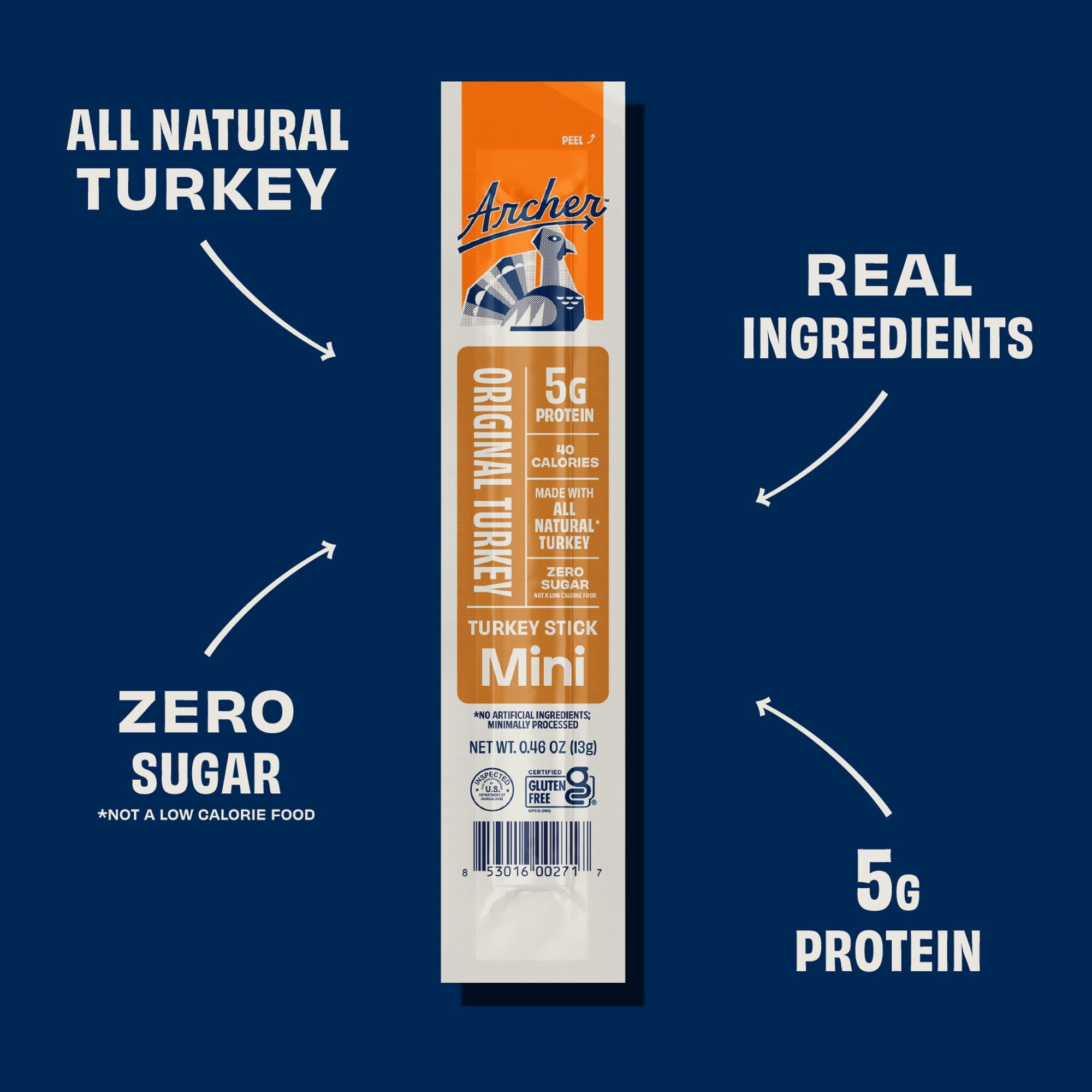 Archer Original Turkey Mini Jerky Sticks, 0.46 oz, 8 Count
