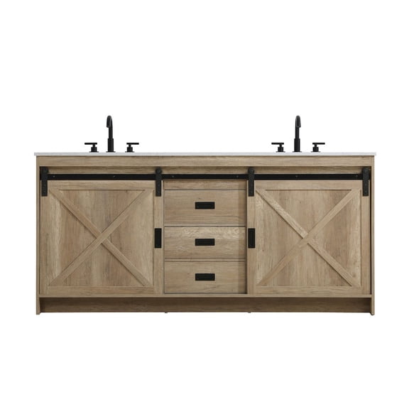 Elegant Kitchen and Bath Austin 72 Inch Double Bathroom Vanity In Natural Oak