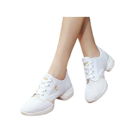 Femmes Lace Up Cheerleading Chaussure Anti-dérapant Sport Cheer Chaussures  Round Toe Dance Sneakers