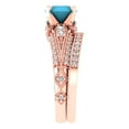 thumbnail image 3 of Clara Pucci 18K Rose Gold 2.095 Simulated Turquoise Engraveable Engagement Ring + Wedding Band Set, 3 of 7