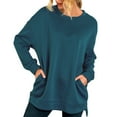 thumbnail image 1 of WEAIXIMIUNG Chandails en Molleton pour Femmes Pull Décontracté Ample avec Prêt à Bouche Couleur Unie Manches Longues Col Rond, 1 of 6
