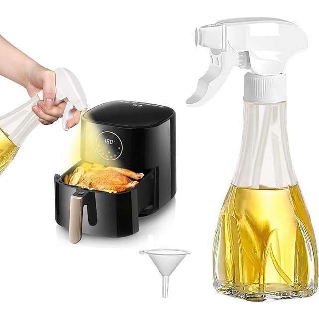 Aceite en aerosol para cocina, 240 ml, aceite de oliva en aerosol, botella rociadora de aceite para freidora de aire con boquilla de aceite ajustable para asar, hornear y ensaladas