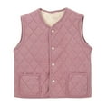thumbnail image 3 of Nfurl Quilted Vests for Women Plus Size Warm Fleece Lined Sleeveless Jackets Casual Solid Color Button Vest with Pockets Fall Coats Pink XXXXL, 3 of 4