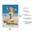 thumbnail image 2 of Yours For the Basking - Blonde Swimsuit Beauty on Beach - Vintage Pin Up Girl Print by Art Frahm c.1940s - Master Art Print 10in x 14in, 2 of 4