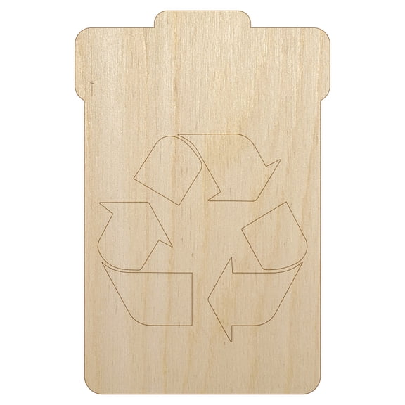 Recycle Can Solid Wood Shape Unfinished Piece Cutout Craft DIY Projects - 4.70 Inch Size - 1/8 Inch Thick