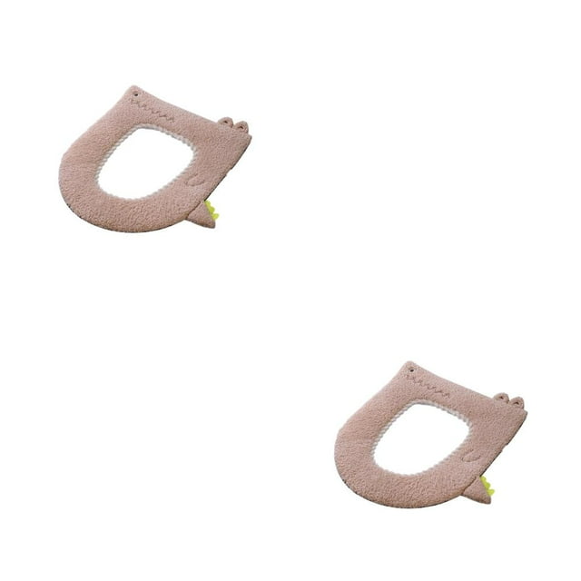 Asientos de inodoro Bewildely Calentador de invierno Cubierta de inodoros de baño lavable Beige 2Conjunto