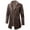 Brown, variant on Men's Vintage Faux Leather Jacket Winter Thick Fleece Lined Shearling Notched Collar Overcoat Botton Down Long Trench Coats with Pockets