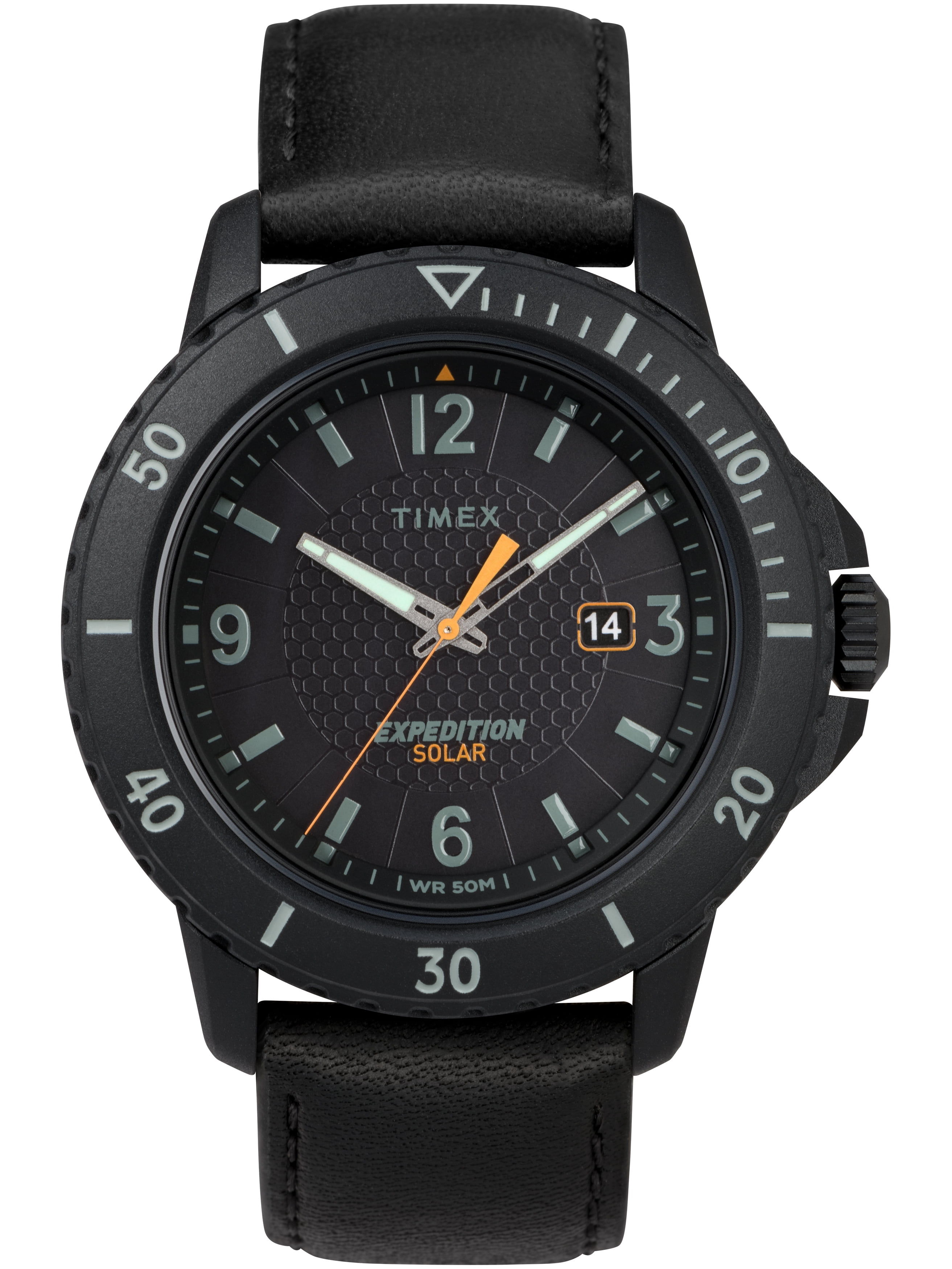 Timex Timex Men's Expedition Gallatin Solar Black Leather Strap Watch