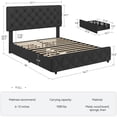 thumbnail image 2 of Ourlova Full Size Bed Frame with 4 Storage Drawers and Adjustable Headboard Linen Upholstered Platform Bed Frame Diamond Stitched Button Tufted No Box Spring Needed Black, 2 of 6