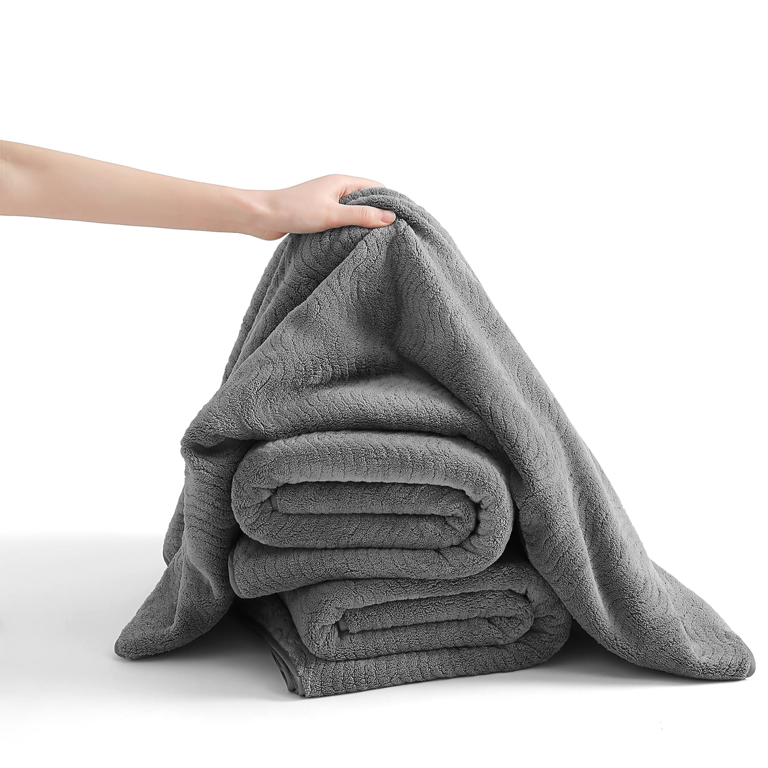 Covina Home 8 Pcs Bath Towel Set Dark Gray Microfiber Bathroom Towel Set Ultra Soft Plush Oversized Towels Adult Luxury Bath Sheet