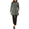 thumbnail image 2 of INSPIRE CHIC Women's Classic Notched Lapel Long Sleeves Long Overcoat L Dark Grey, 2 of 7