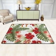thumbnail image 2 of SKYSONIC 36x24in Flos Hibisci Flower Palm Area Rug, White Tropical Non-Slip Floor Carpet for Indoor Living Dining Room Bedroom, 2 of 7