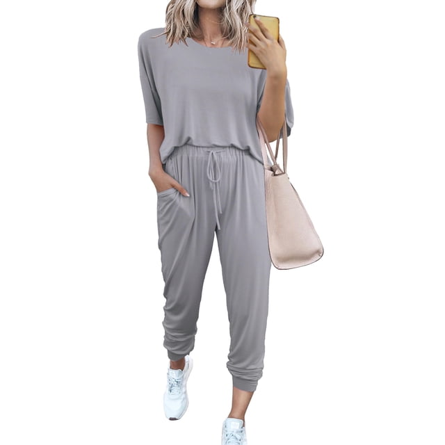 Conjunto de Chándal PRETTYGARDEN 2025 de Dos Piezas para Mujer Gris Talla L