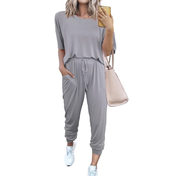 Conjunto de Chándal PRETTYGARDEN 2025 de Dos Piezas para Mujer Gris Talla L
