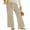 Beige, variant on Corduroy Pants for Womens Casual High Waisted Drawstring Wide Leg Pants Trousers with Pockets