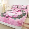 thumbnail image 3 of Manfei Christmas Wreath Flower Twin Sheet Sets,Cartoon Xmas Snowman Twin Fitted Sheet,Pink Bow Knot Flat Sheet For Girls Kids,Breathable Home Decor,3 Pieces, 3 of 7