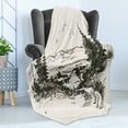 thumbnail image 4 of Landscape Soft Flannel Fleece Throw Blanket, Hand Drawn Landscape Sketch Trees and Mountains Wild Quiet Nature, Cozy Plush for Indoor and Outdoor Use, 70" x 90", Sepia White, by Ambesonne, 4 of 5