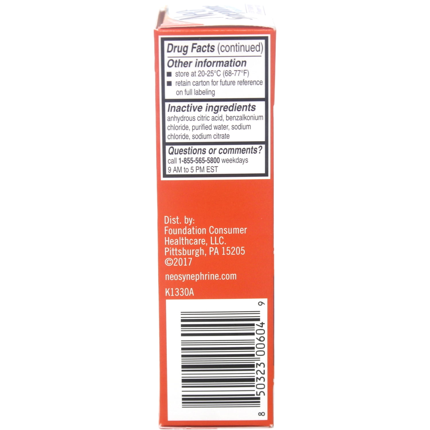 6 Pack Neo-Synephrine Nasal Spray, Extra Strength Formula, 0.50 Ounces Each