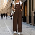 thumbnail image 2 of lulshou Jumpsuits for Women, Women's Maillard Solid Corduroy Backband Long Pants with Pockets Women's Jumpsuits, Rompers & Overalls, Coffee XL, 2 of 7