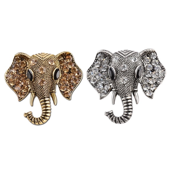 Ayyufe Shining Rhinestones Elephant Head Brooch Pin Garment Hat Collar Badge