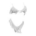thumbnail image 2 of TISHITA ' Pieces Tassel Fringe Padded Strap Strappy Bathing White L, 2 of 8