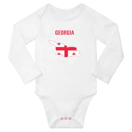 

Georgia Flag Map Baby Long Slevve Romper (White 3-6 Months)