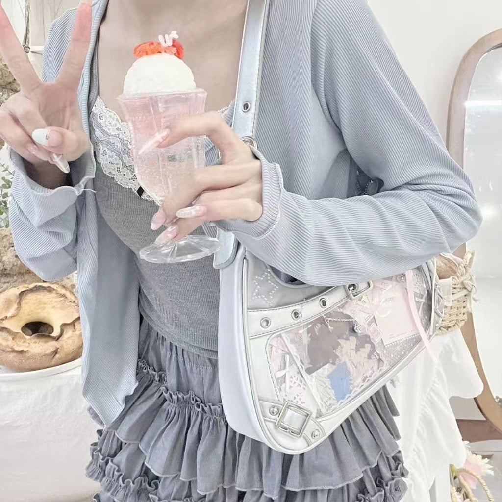 FENOHREFE Harajuku Ita Bag Crossbody Shoulder Bag Handbag Transparent Itabag Messenger Bag Fashion Satchel Handbag Daypacks Gifts