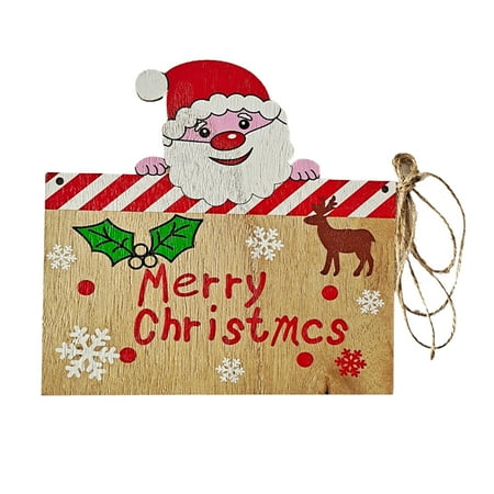 

loopsun Christmas Decoration Square Wooden Printing Pendant Window Listing Christmas Tree Decoration