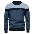 thumbnail image 1 of Suéter de algodón empalmado para hombre, Jersey informal con cuello redondo de alta calidad, suéteres de punto para hombre, nuevos suéteres de invierno para hombre, 1 of 5