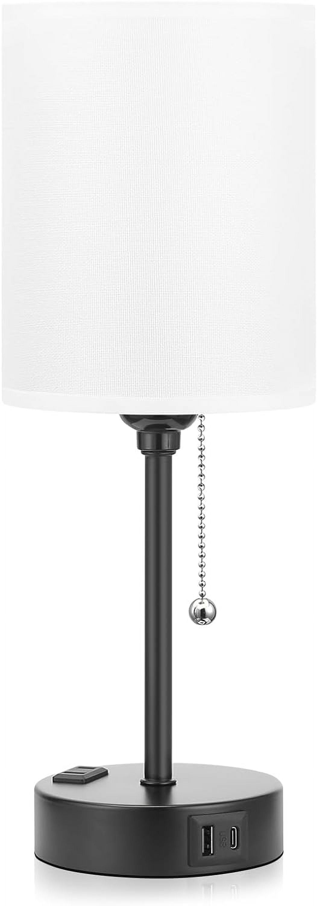 CAALOGT Table Lamp with USB Ports, AC Outlet, 3 Color Temperatures, 14.6 inch Bedroom Lamp