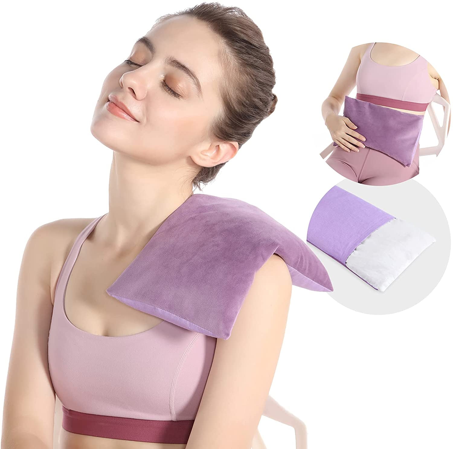 Moist Heat Therapy Heating Packs Microwavable Aromatherapy Heating Pad Cooling Therapy Herbal Therapeutic Healing Flax Seed Dried Lavender Lavender Microwave Heating Pad Lavender Eye Pillow 