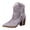 Purple, variant on Rokment Womens Fringed Openwork Wide Mid Calf Cowboy Boots Fall Winter Casual Suede Embroidered Pointed Toe Chunky Stacked Heels Cowgirl Dress Booties