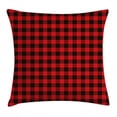 thumbnail image 1 of Red Plaid Throw Pillow Cushion Cover, Lumberjack Clothing Inspired Square Pattern Checkered Grid Style Quilt Design, Decorative Square Accent Pillow Case, 18 X 18 Inches, Scarlet Black, by Ambesonne, 1 of 2