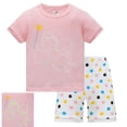 thumbnail image 3 of REDARER Boys Crew Neck Short Sleeve Glow In Dark Print Tee Elastic Waist Star Shorts 2Pc Soft Night Sleep Pajama Set,3-4 Years, 3 of 3