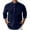 Navy, variant on Men's Linen Shirt 3/4 Sleeve Stand Collar Button Up Casual Loose Fit Solid Color Breathable Summer Resort Wear Pocket Lightweight Travel Top,Black 3XL