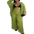 thumbnail image 3 of Women Solid Color Long Sleeve Blouse and Straight Fit Trousers, 3 of 9