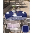 thumbnail image 5 of nqOlkjepod Navy Blue Geometric Outdoor Tablecloth with Umbrella Hole & Zipper, White Greek Key Farmhouse Round Table Cover 54 Inch, Dining Waterproof Table Cloth Protector for Patio/Party/Picnic, 5 of 7