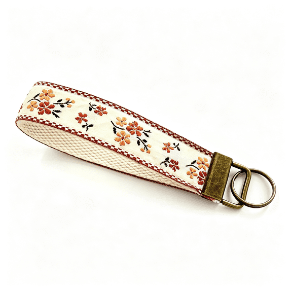 DESIGNICE Embroidered Fabric Wristlet Keychain for Women,Cute Wrist Key Chain with Metal Hardware Exquisite Cute Keychains for Women