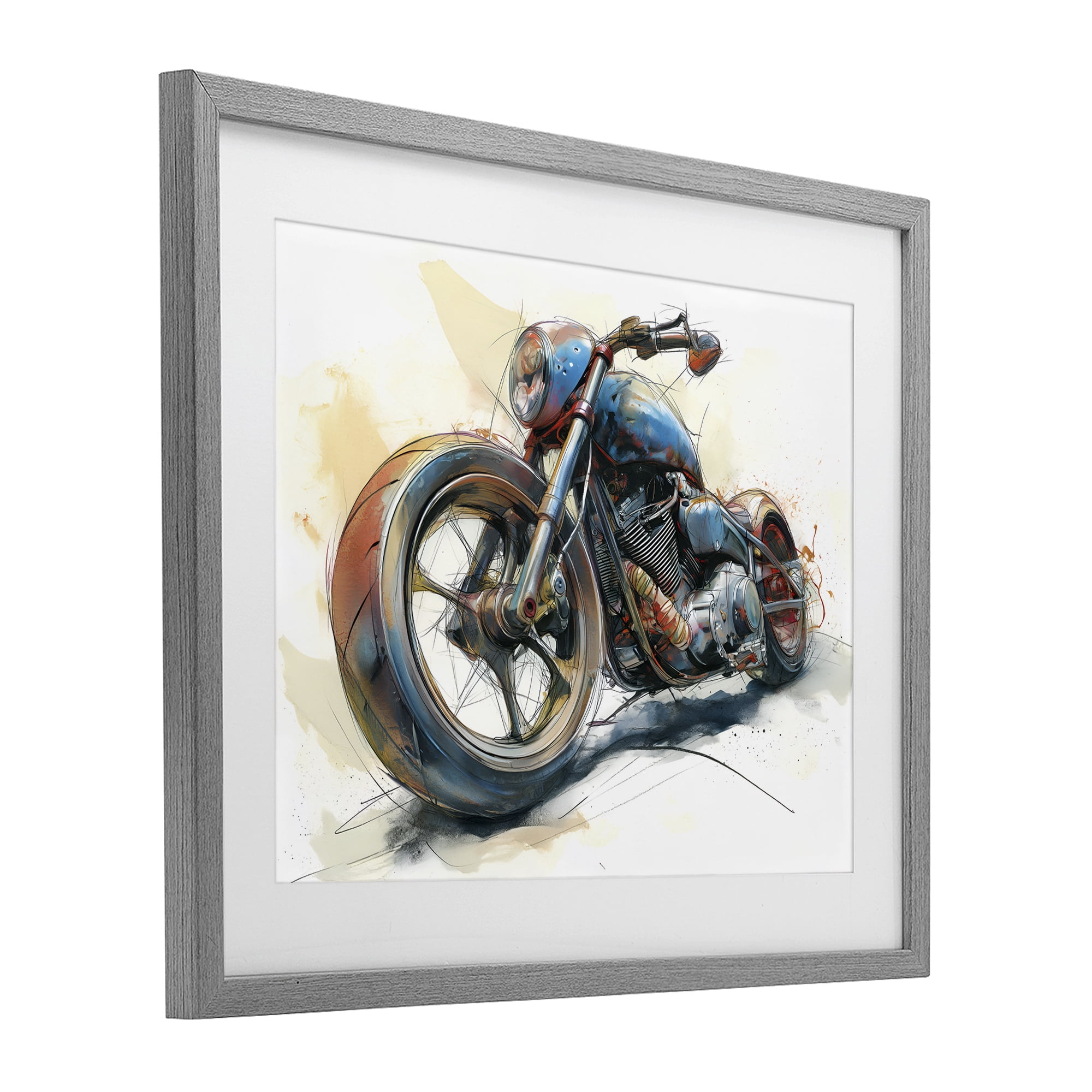 Stupell Industries Whimsical Motorcycle Concept Gray Framed Print Under Glass, design by Steve Hunziker