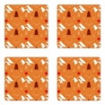 thumbnail image 1 of Landscape Coaster Set of 4, Boho Rustic Symmetric Image of Suns Mountains Fir Trees and Antlers, Square Hardboard Gloss Coasters, Standard Size, Orange Burgundy Scarlet, by Ambesonne, 1 of 2