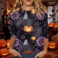 thumbnail image 2 of Bovemsi Cute Summer Tops Round‑Neck 3/4‑Sleeve Printed Blouse Fashion Outfits Clothes L, 2 of 4