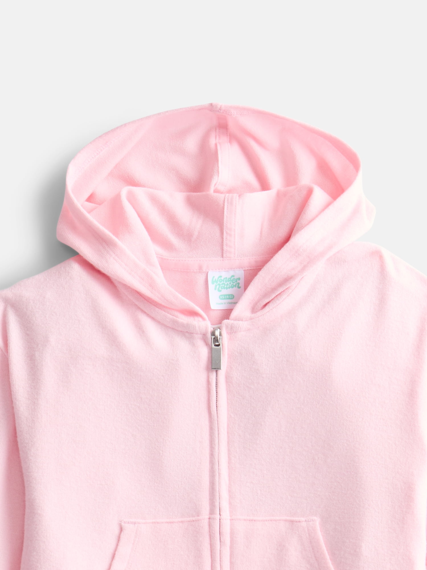Wonder Nation Girls Soft Knit Zip Hoodie with Long Sleeves, Sizes 4-18 & Plus