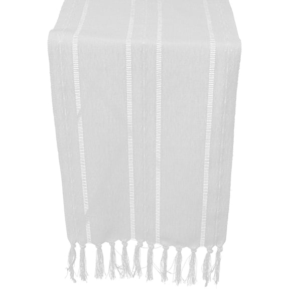 Niceauty White Tassel Table Runner Simple Style Decorative Tablecloth for Home Dining Table Cover