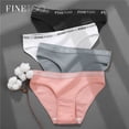 thumbnail image 2 of Finetoo Mujeres Bragas De Algodón Cómodo Carta Impresa Mujer Señoras Moda Niñas Lencería M-XL 5 Colores Sólidospangjing, 2 of 4