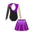 thumbnail image 2 of inlzdz Sheer Mesh Long Sleeve Gymnastics Leotards for Girls Sparkle Ballet Dance Skating Costume Purple 14, 2 of 7