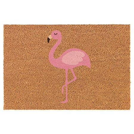 Coir Doormat Front Door Mat New Home Closing Housewarming Gift Pink Flamingo Color (30" x 18" Standard)