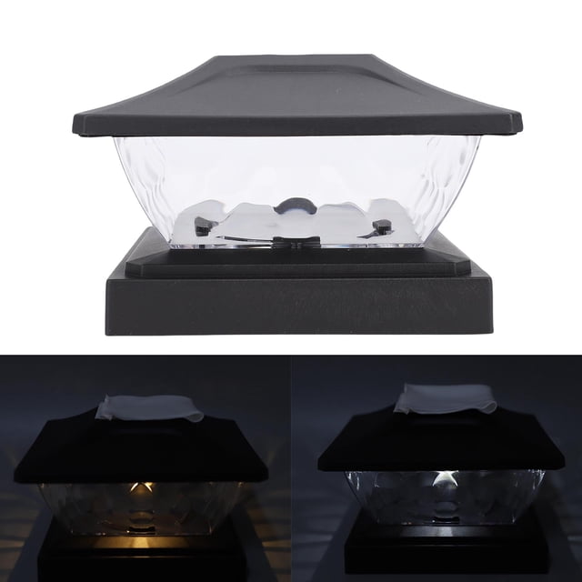 2 Pack Solar Post Light, LED Warm and White Lighting Solar Powered Deck Light, 200mAh Battery Powered Weather Proof Solar Fence Post Light for Garden Patio Porch Gate Column